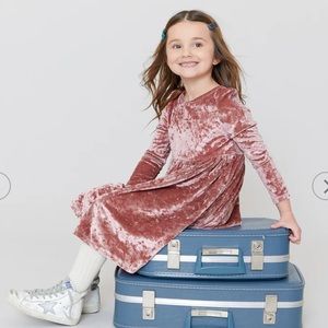 Pink Chicken Steph dress, Mauve Crushed Velvet, 3T